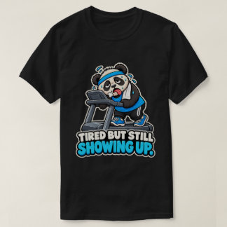 T-shirt de gym amusant, panda fatigué sur tapis ro