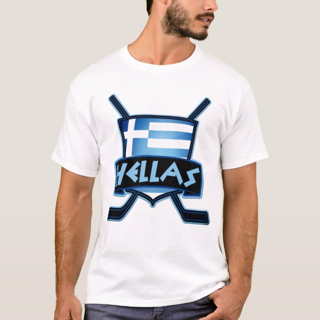 T-shirt de hockey sur glace de la Grèce + Copie de (Devant)