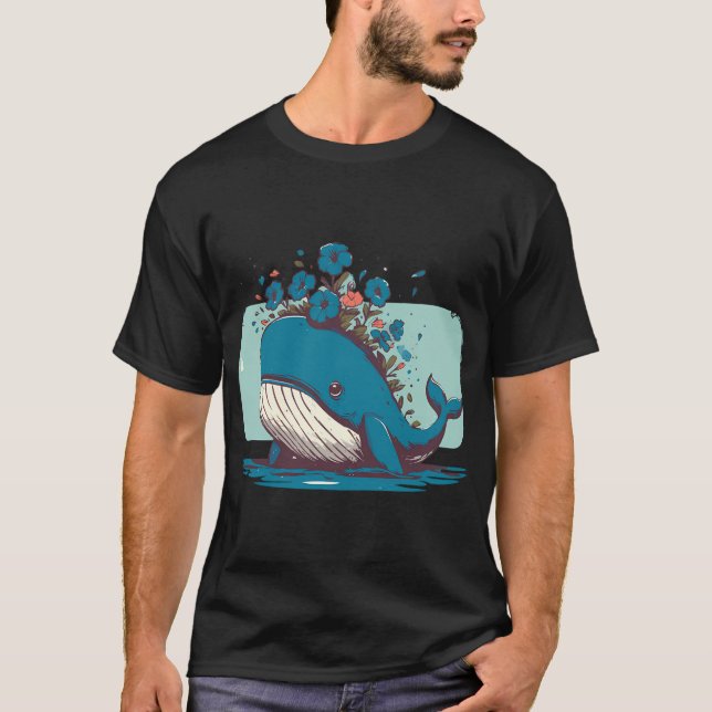 T-Shirt De Jardin De La Baleine De Kawaii Et Du Pe (Devant)