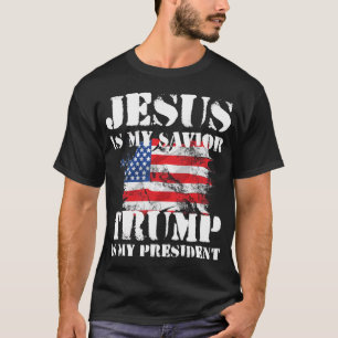 T-shirt De Jésus Est Mon Sauveur Trump Est Mon Président -