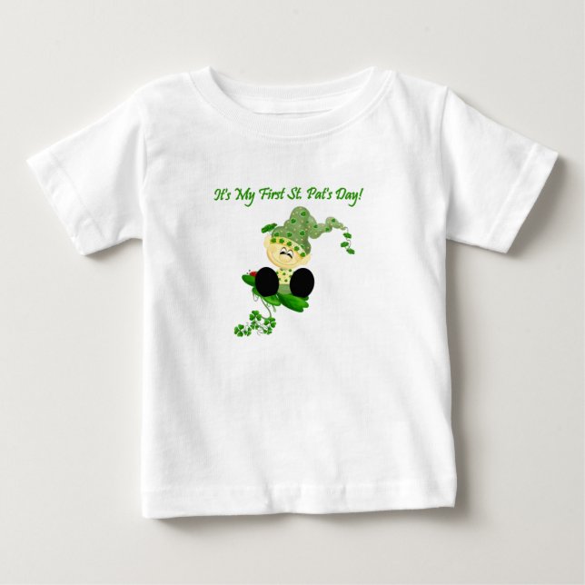 T-shirt de jour de St Patricks de lutin de bébé ęr (Devant)
