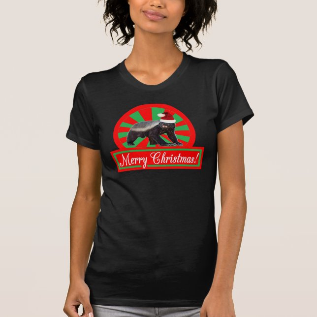 T-shirt de Joyeux Noël de blaireau de miel rétro (Devant)