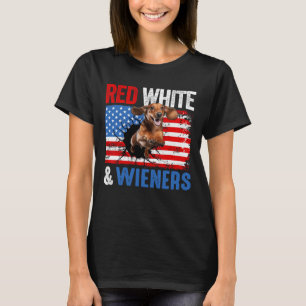 T-shirt De Juillet Dachshund Chien Chemise Rouge Blanc Et
