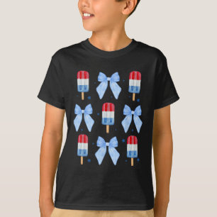 T-shirt De Juillet Mignonne Popsicle Bows Patriotique Femm