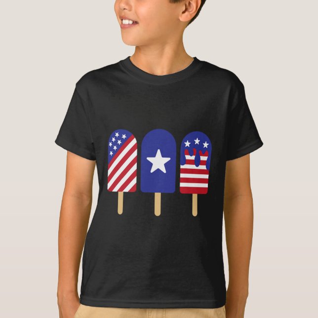 T-shirt De Juillet Popsicle Drapeau Américain Patriotique  (Devant)