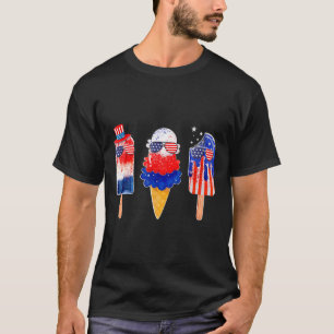 T-shirt De Juillet Popsicle Rouge Blanc Bleu Américain Dra