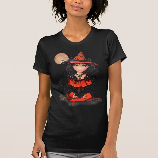 T-shirt de la chatte Halloween Witch Moon par Moll (Devant)