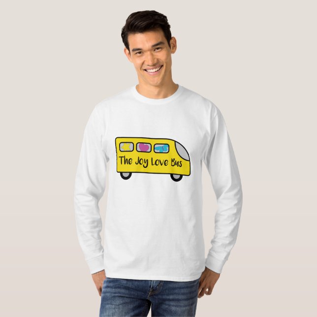 T-shirt de la douille des hommes d'autobus d'amour (Devant entier)