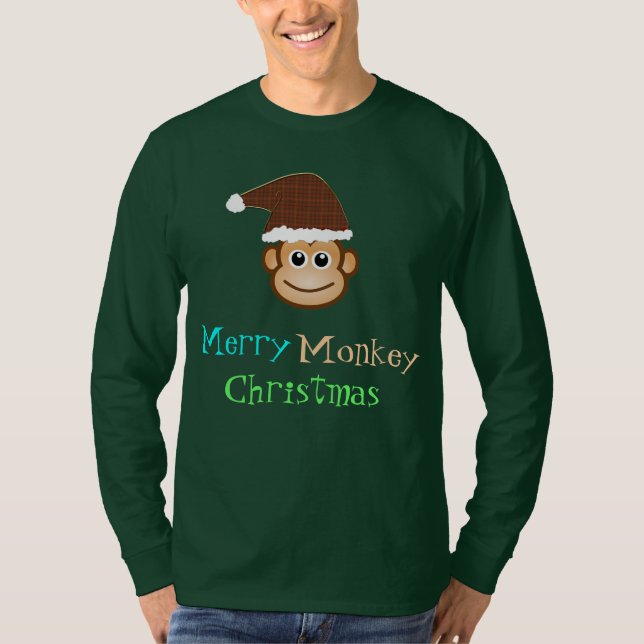 T-shirt de la douille des hommes de singe de Noël (Devant)