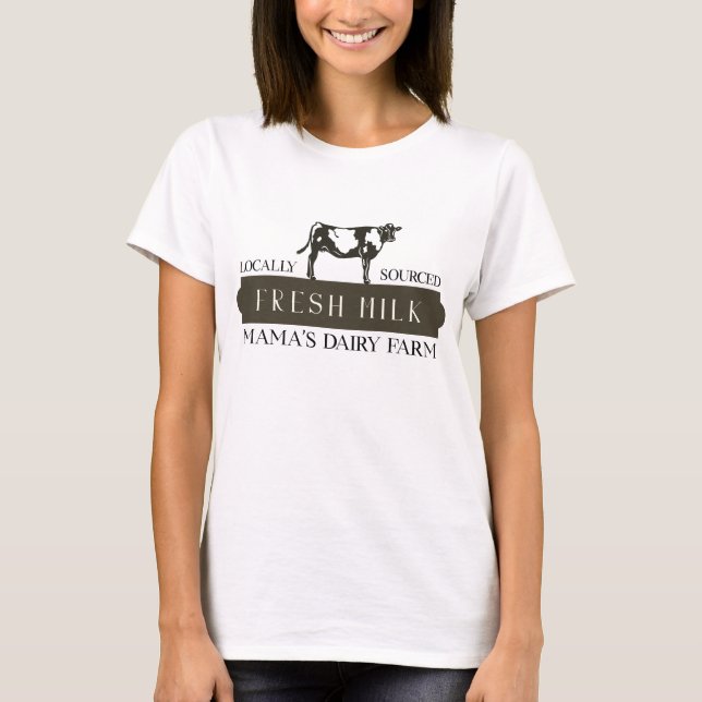 T-shirt de la ferme laitière de Mama, Humour d'all (Devant)