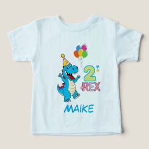T-shirt de la fête du 2e anniversaire de Dinosaur 