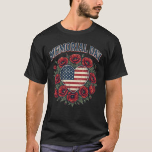 T-shirt de la fête du Souvenir à cœur patriotique
