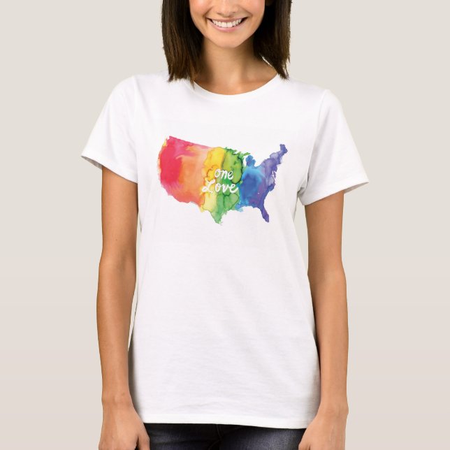 T-shirt de la Fierté féminine "One Love" (Devant)