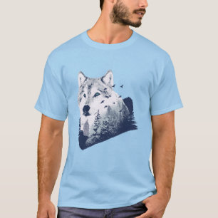 T-shirt de la forêt de loup réaliste