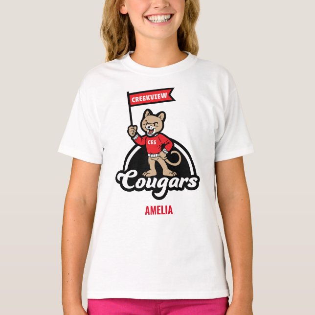 T-shirt de la mascotte de petit cougar élémentaire (Devant)