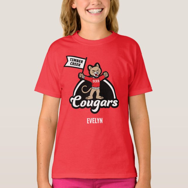 T-shirt de la mascotte élémentaire Cougar de Timbe (Devant)