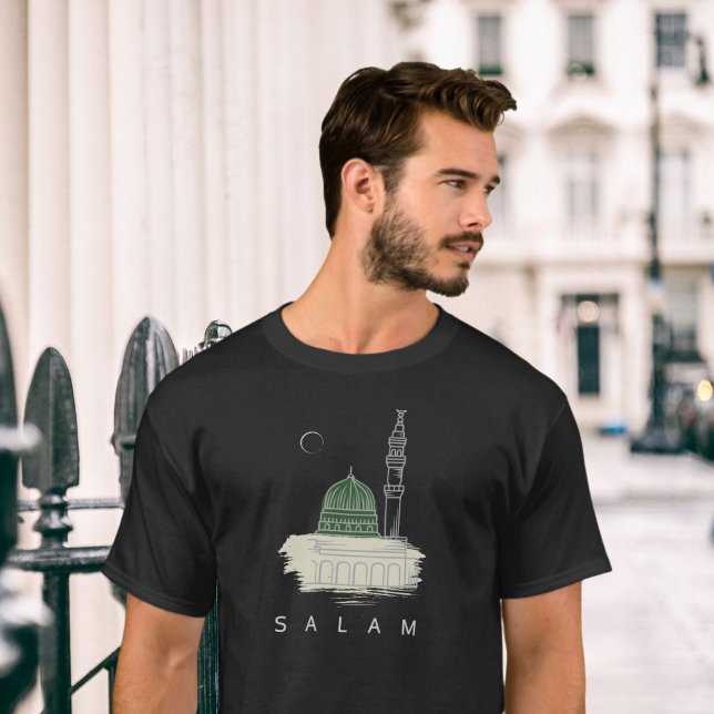 T-shirt de la mosquée du Prophète : Elégant Salam  (Créateur téléchargé)