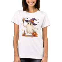 T-shirt de la sorcière fantôme d'Halloween mignonn