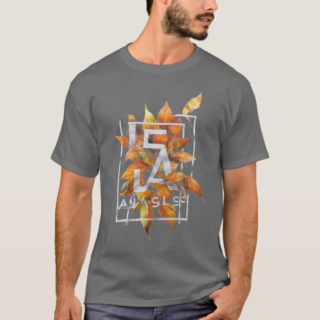 T-shirt de la typographie des feuilles d'automne m (Devant)