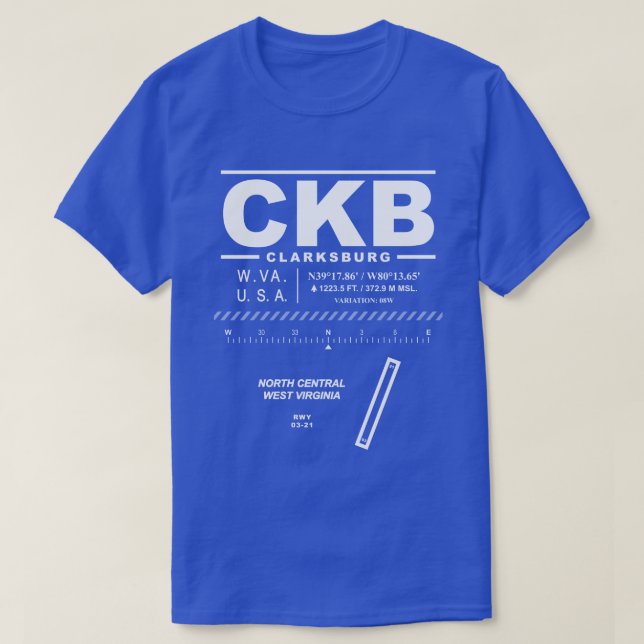 T-shirt de l'aéroport CKB de North Central West Vi (Design devant)