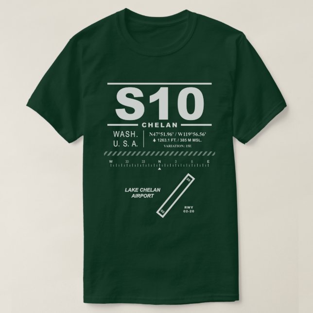 T-Shirt de l'aéroport de Lake Chelan S10 (Design devant)