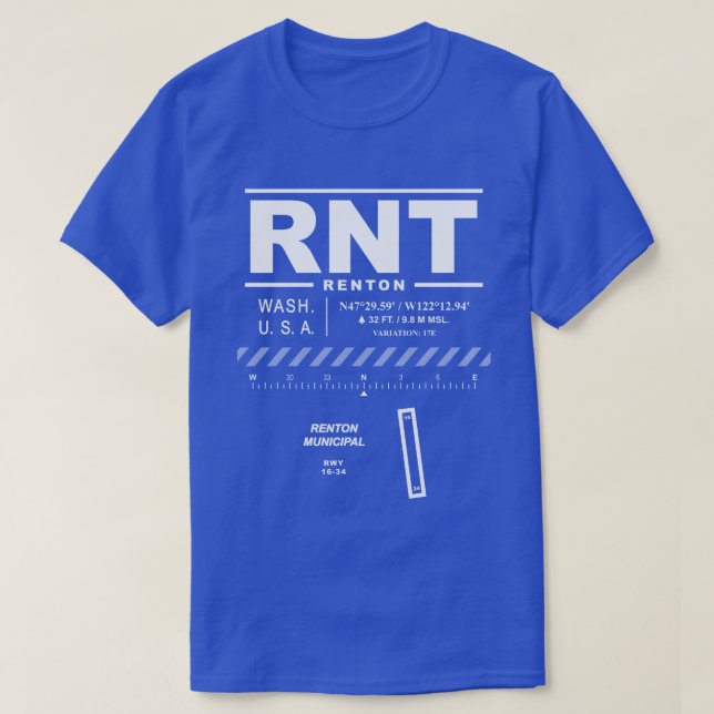 T-shirt de l'aéroport municipal de Renton (RNT) (Design devant)