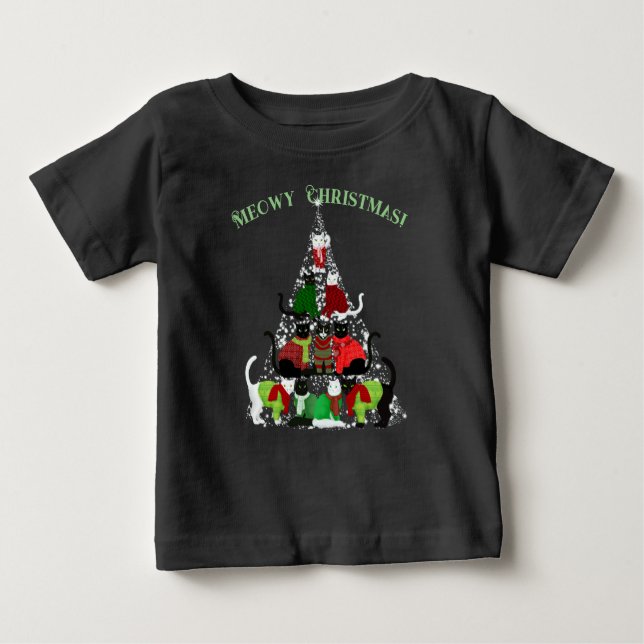 T-shirt de l'arbre de Noël mignon Kitty (Devant)