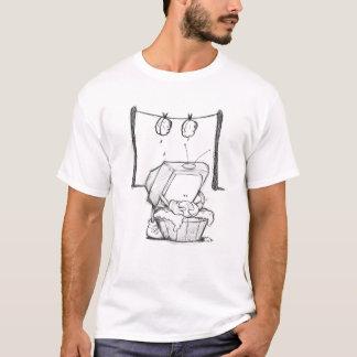 T-shirt de lavage d'hommes de cerveau de TV