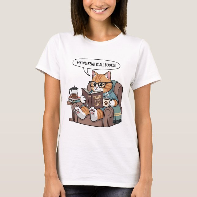 T-shirt de lecture de chats amusant (Devant)
