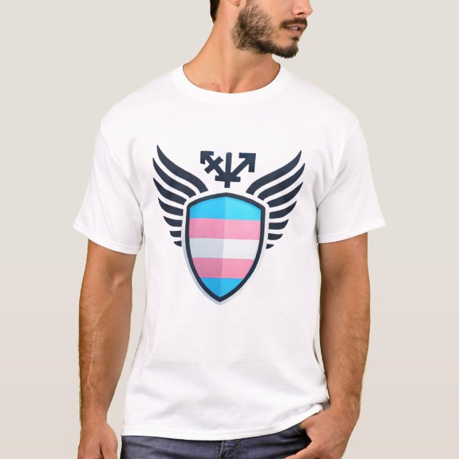 T-shirt de l'écu du drapeau trans (Devant)
