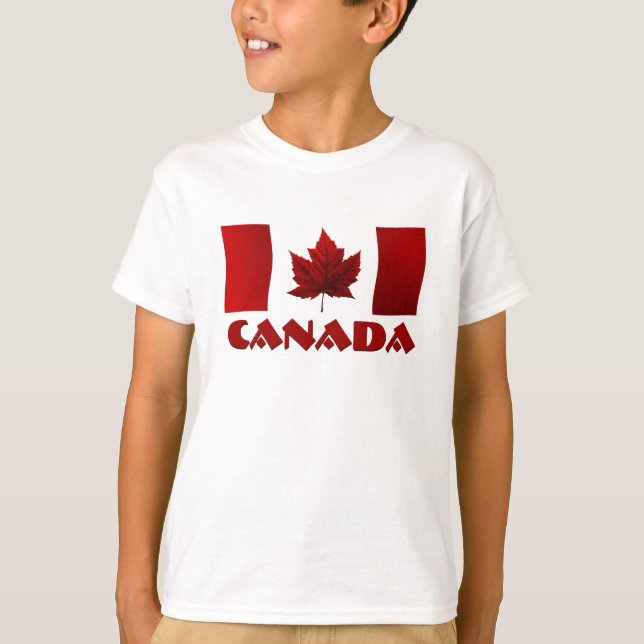 T-shirt de l'enfant portant le drapeau du Canada (Devant)
