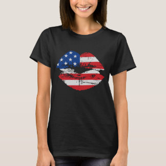 T-shirt de lèvres de drapeau des USA
