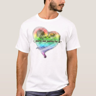 T-shirt de liberté de coeur d'arc-en-ciel