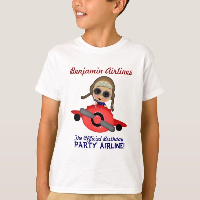T-shirt de ligne aérienne de fête d'anniversaire (Devant)
