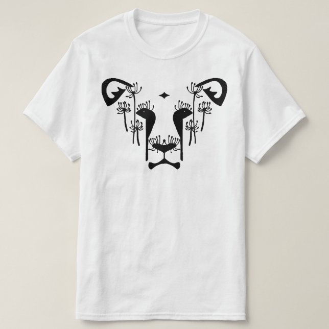 T-shirt de logo de lion de Dandi grand (blanc) (Design devant)