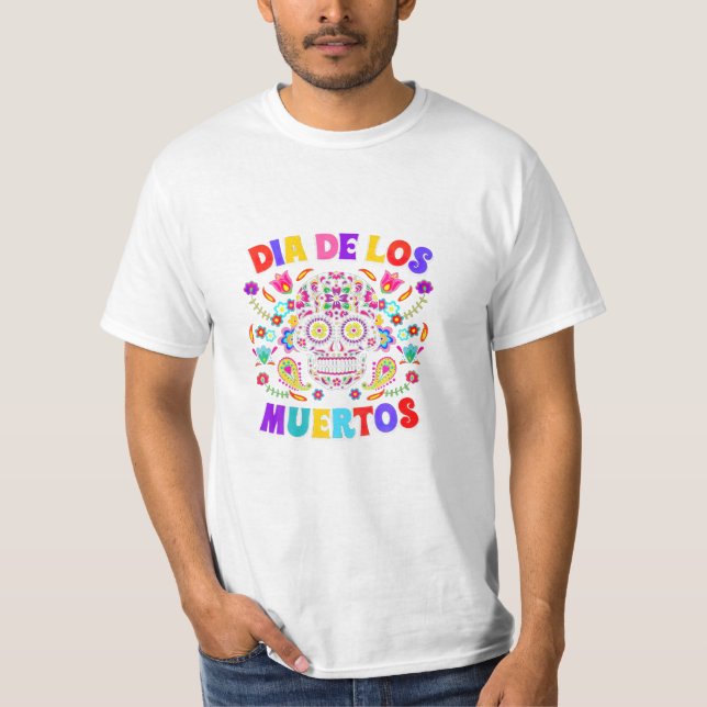 T-shirt De Los Muertos Drôle Skuls (Devant)