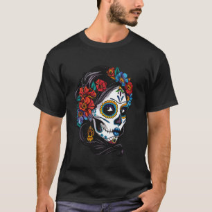 T-shirt De Los Muertos La Catrina Jour des Morts Sucre Crâ