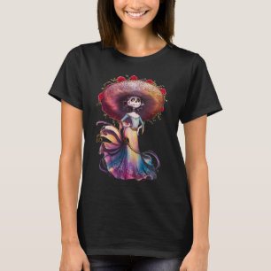 T-shirt De Los Muertos La Catrina Jour du Sk Sugar Morts