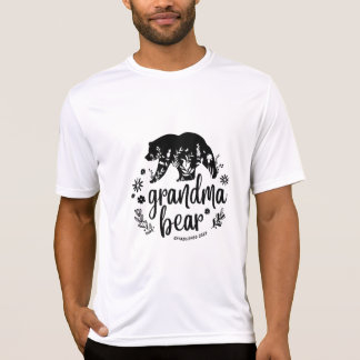 T-shirt de l'ours à grand-mère floral noir et blan