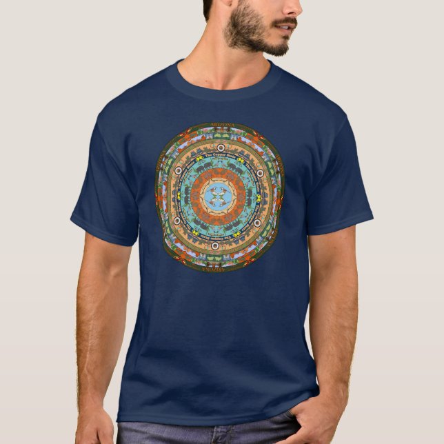 T-shirt de mandala d'état de l'Arizona (Devant)