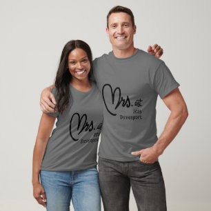 T-shirt de mariage personnalisé en gris noir établ