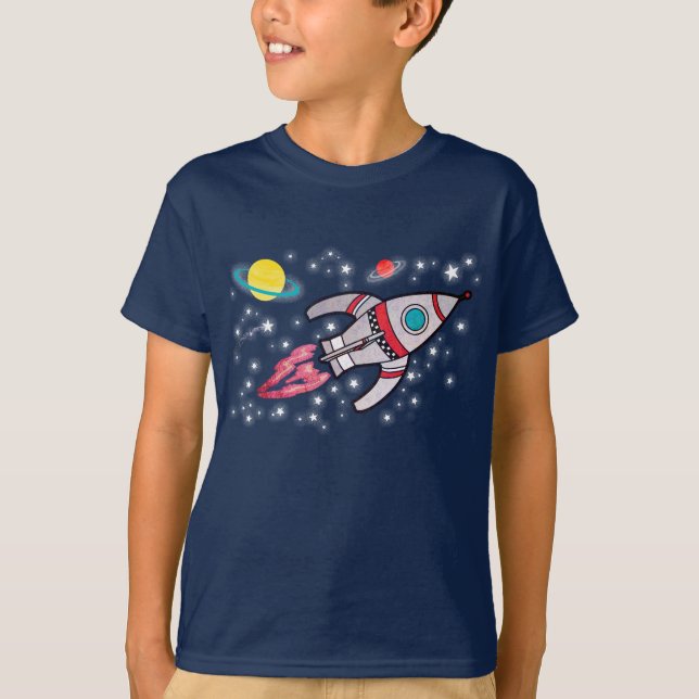 T-shirt de marine de garçons de l'espace de Rocket (Devant)