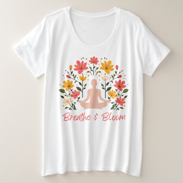T-shirt de méditation Breathe & Bloom Plus Size (Design devant)