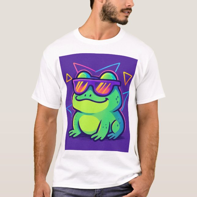 T-shirt de mème Retro Neon Frog (Devant)