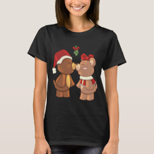 T-shirt De mignons Nounours de Noël S'embrasser sous Mistl