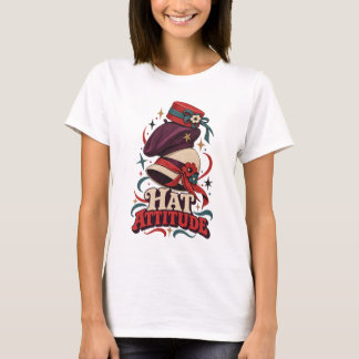 T-Shirt de mode rétro avec attitude de chapeau