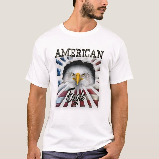 T-shirt de motif d'Eagle 3D d'Américain (Devant)