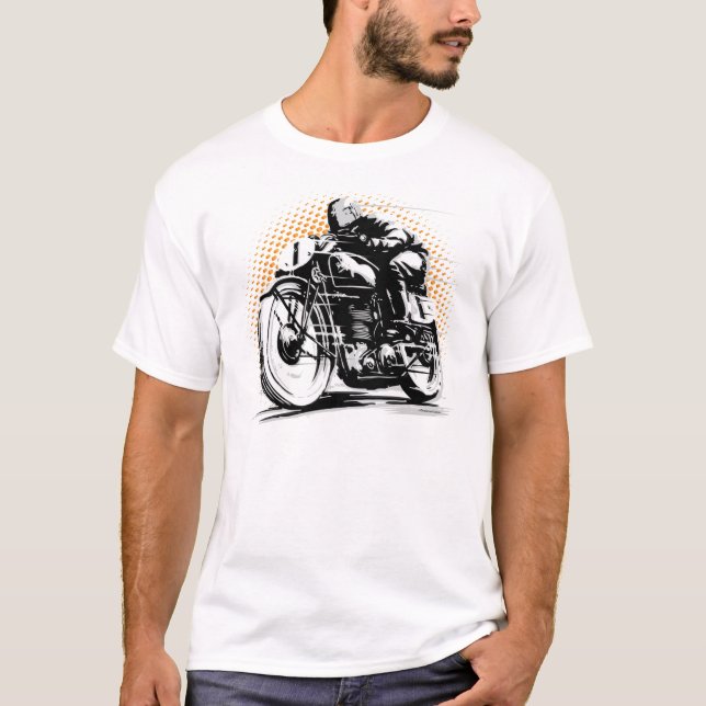 T-shirt de moto de cavalier de coureur de café (Devant)