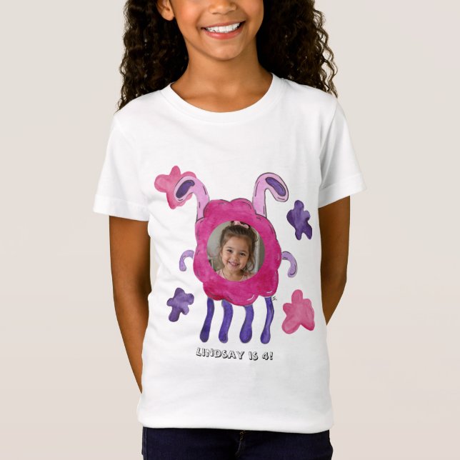 T-shirt de naissance rose et violet mignon pour en (Devant)