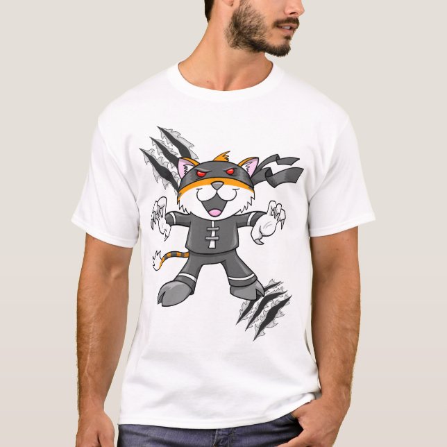 T-shirt de Ninja de guerrier de style de tigre de (Devant)